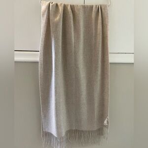 Muji Taupe Wool Scarf with Fringe
